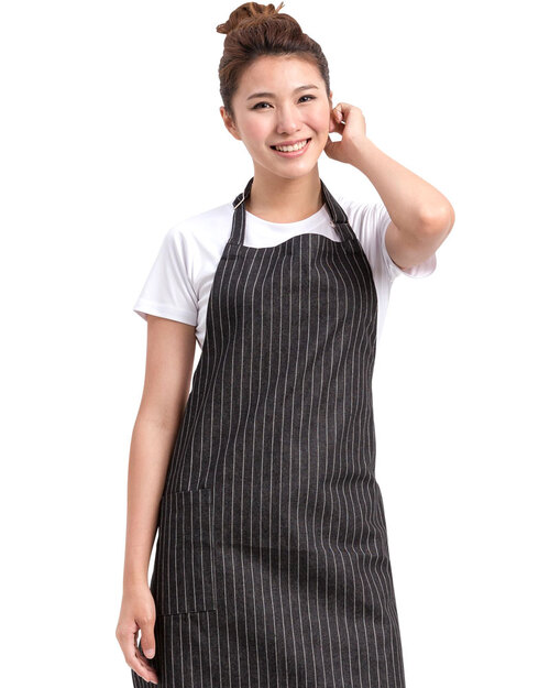 餐廳圍裙/井式圍裙/訂製圍裙-黑白細條紋<span>APCAN-C-00048</span>