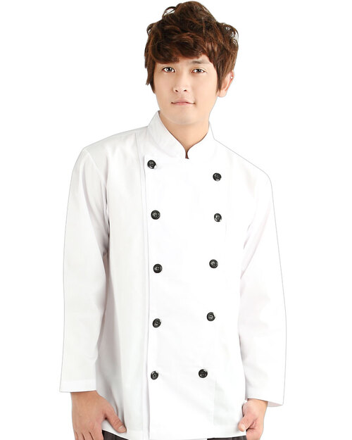 廚師服 雙排黑扣 長袖<span>CCW-CAN-BB-07</span>  |商品介紹|餐飲服裝 / 廚師服 / 廚師帽|西式廚師服  【訂製款】